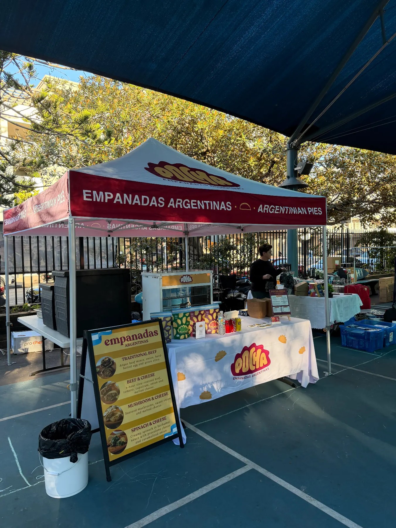 Pocha Empanadas stall at the Manly Village Public School Market