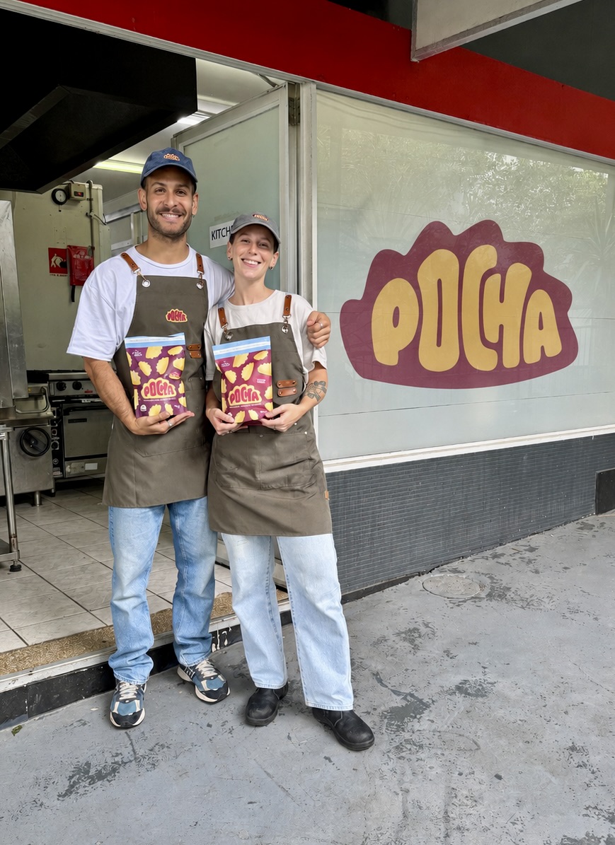 Natalia and Mariano in front of the Pocha kitchen